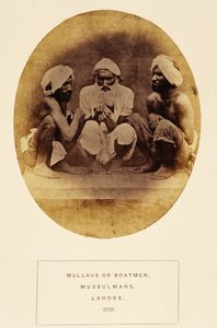 Mullahs of schippers, Moslims, Lahore, uit The People of India, door J. Forbes Watson, uitgegeven 1868 door English Photographer